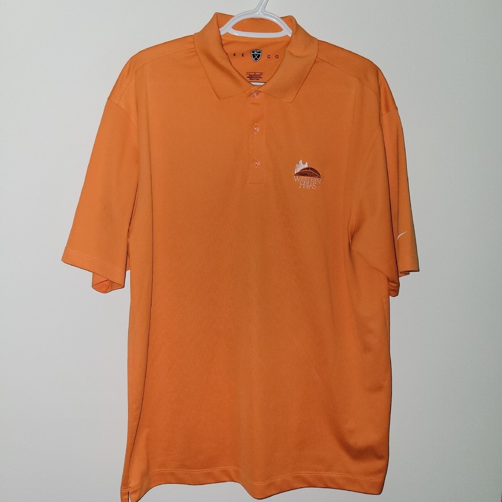 Nike Golf Short Sleeve Polo Men's Size Large Orange Embroidered Dri-Fit